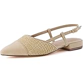 CUSHIONAIRE Women's Forgive Pointed Toe Sling Back Raffia Dress Shoe +Memory Foam, Wide Widths Available
