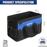 WORKPRO 16 Inch Tool Bag 600D Polyester Heavy Duty with Waterproof Base view 2
