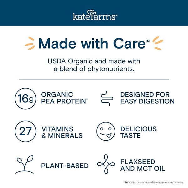 KATE FARMS ORGANIC NUTRITION SHAKE, COFFEE, 16G PROTEIN, 27 VITAMINS AND MINERALS, PROTEIN MEAL REPLACEMENT DRINK, PLANT BASED, 11 OZ (6 PACK)