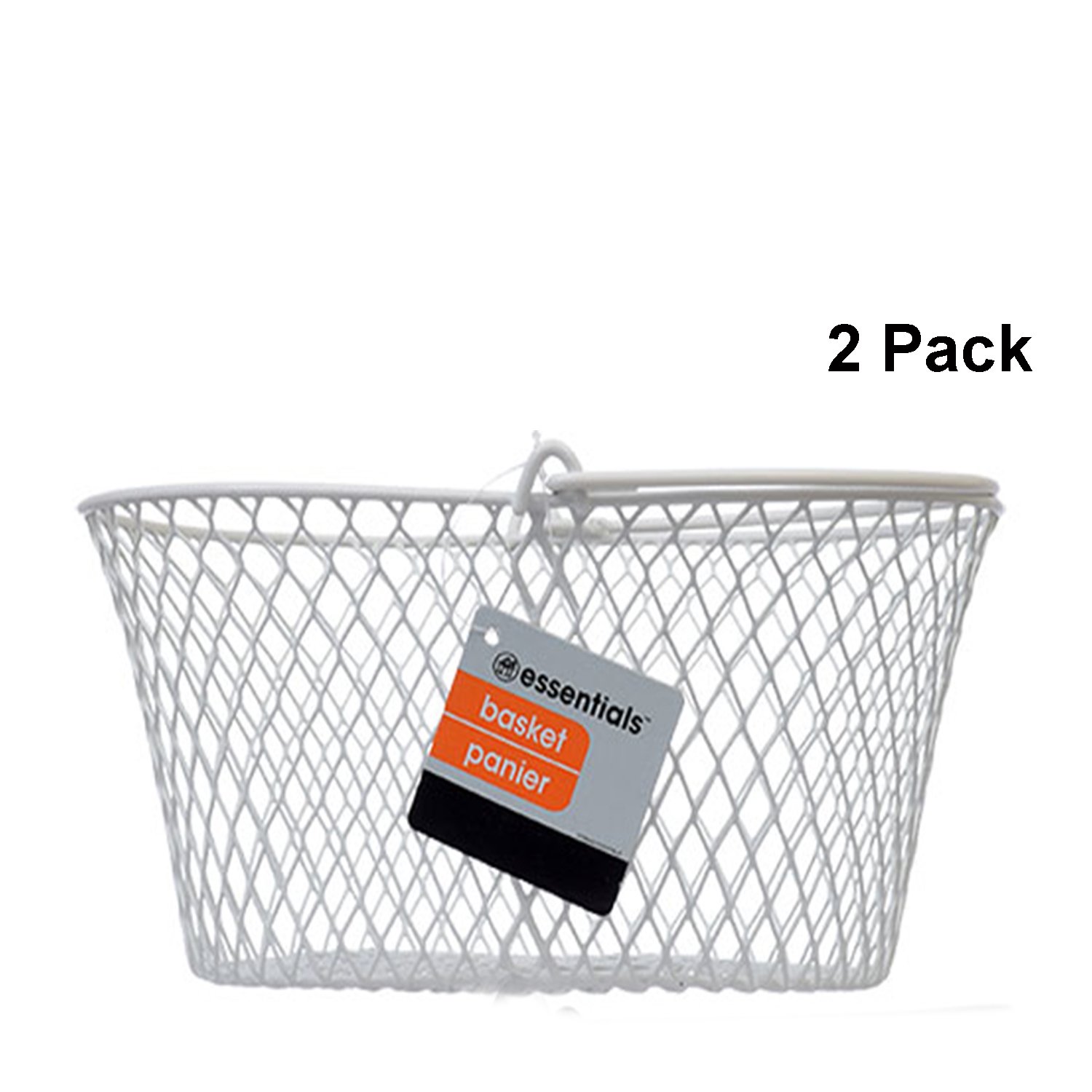 Essentials Wire Basket Storage Baskets For Shelves Small White