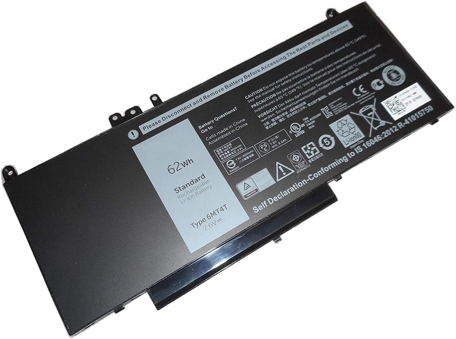 SUNNEAR Compatible/Replacement Laptop Battery for Dell 6MT4T Latitude E5470 E5570 Precision 3510 Laptop 7.6V 62Whr 7V69Y TXF9M 79VRK