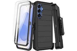 KECAI for Samsung Galaxy S25 Plus Case with Belt Clip Holster,2X Screen Protector,Heavy Duty Shockproof Drop Protection Military Grade Full Body Rugged Phone Cover with Kickstand (6.7") (Black)