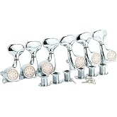 Guyker Guitar Machine Heads (3L + 3R) &ndash; 1:21 Sealed Tuning Key Pegs Tuners Set Replacement for ST TL SG Style Electric or Acoustic Guitars &ndash; Chrome