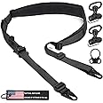 WarBull 2 Point Rifle Sling, QD Swivel Quick Adjust Gun Sling with HK Hook, Soft Shoulder Pad Tactical Rifle Sling for Rifle Shotgun and Crossbow, Hunting and Outdoor Sports with Keychain Gift