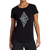 Gaiam Womens Mindful Flower Diamond Crewneck T-Shirt, Relaxed Fit, Stretch Lightweight Material, Curved Hem