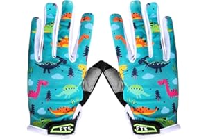 Cycling Gloves Kids Boys Girls Youth Full Finger Pair Bike Riding, Children Toddler Touch Screen Mountain Road Bicycle Gel Pa