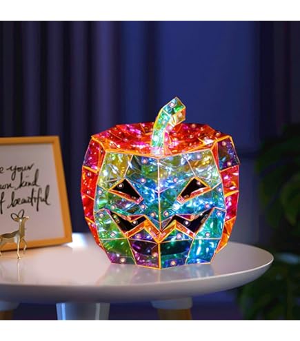 YILCER Prismatic Iridescent Ghost Skull Pumpkin Decor, Halloween