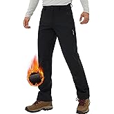 Pioneer Camp Mens Snow Pants,Ski Fleece Lined Insulated Softshell Waterproof Hiking Winter Warm Outdoor Work Pant Snowboard