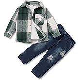 FoWear 3Pcs Toddler Boy Clothes Botton Down Shirt and T-Shirt with Pants Toddler Boys Winter Clothes