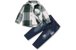 FoWear 3Pcs Toddler Boy Clothes Botton Down Shirt and T-Shirt with Pants Toddler Boys Winter Clothes