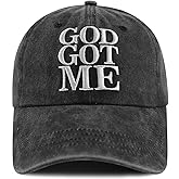 Xucamty God Got Me Christian Hats for Men Women, Funny Embroidered Adjustable Cotton Jesus Saves Baseball Cap