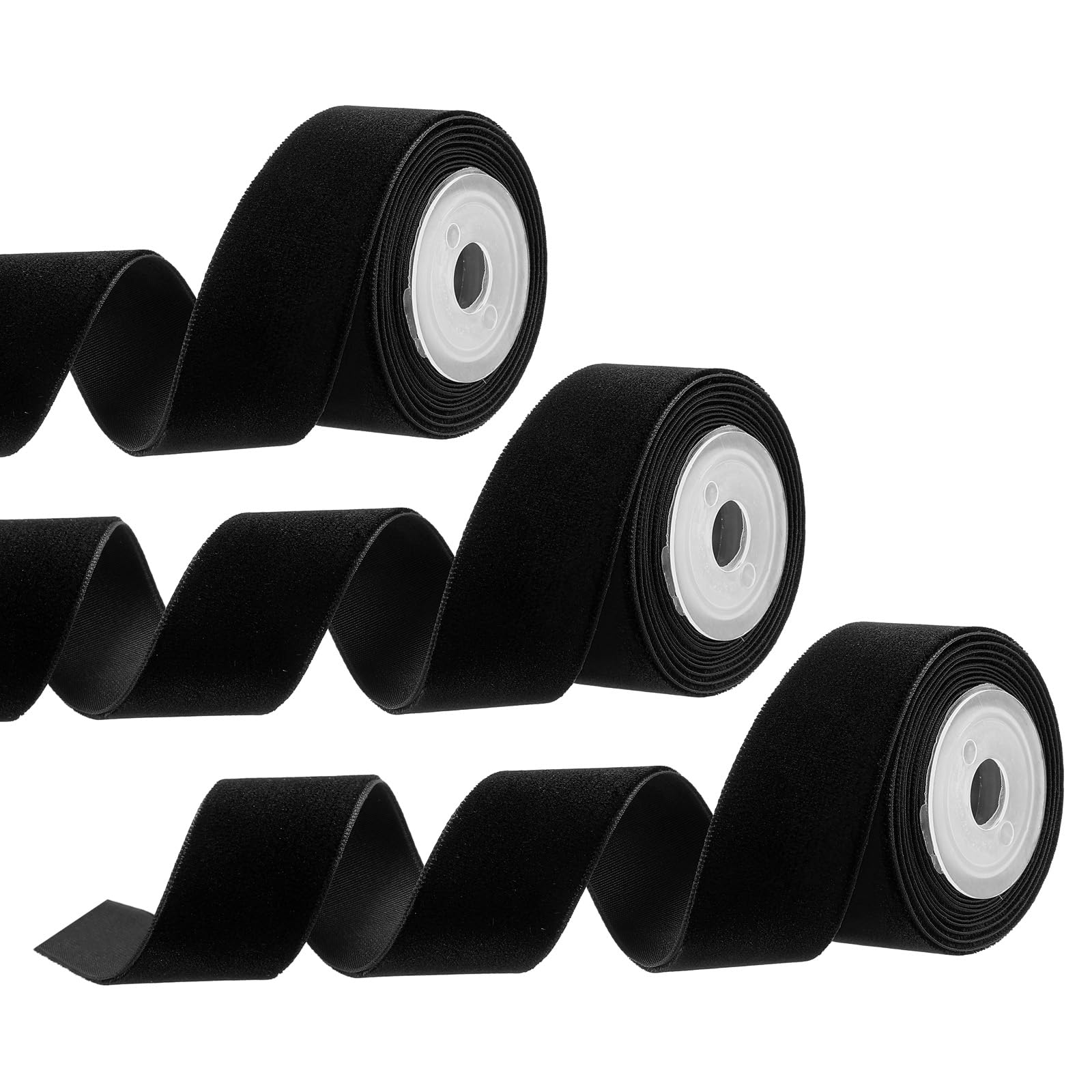 PATIKIL 0.98 Inch x 2.18 Yards Velvet Ribbons, 3Pcs Single Faced Vintage Velvet Ribbons Spool Perfect for Decor Gift DIY Wrapping Craft Wedding Hair Bow, Black