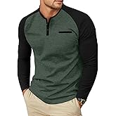 Sailwind Mens Cotton Henley Shirts Long Sleeve Casual T-Shirts Lightweight Button Pullover Shirts with Pocket