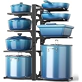 ORDORA Pots and Pans Organizer Under Cabinet 20.8", 8-Tier Adjustable Black | 2 DIY Modes, Tool-Free Assembly, Max 120 Lbs, F