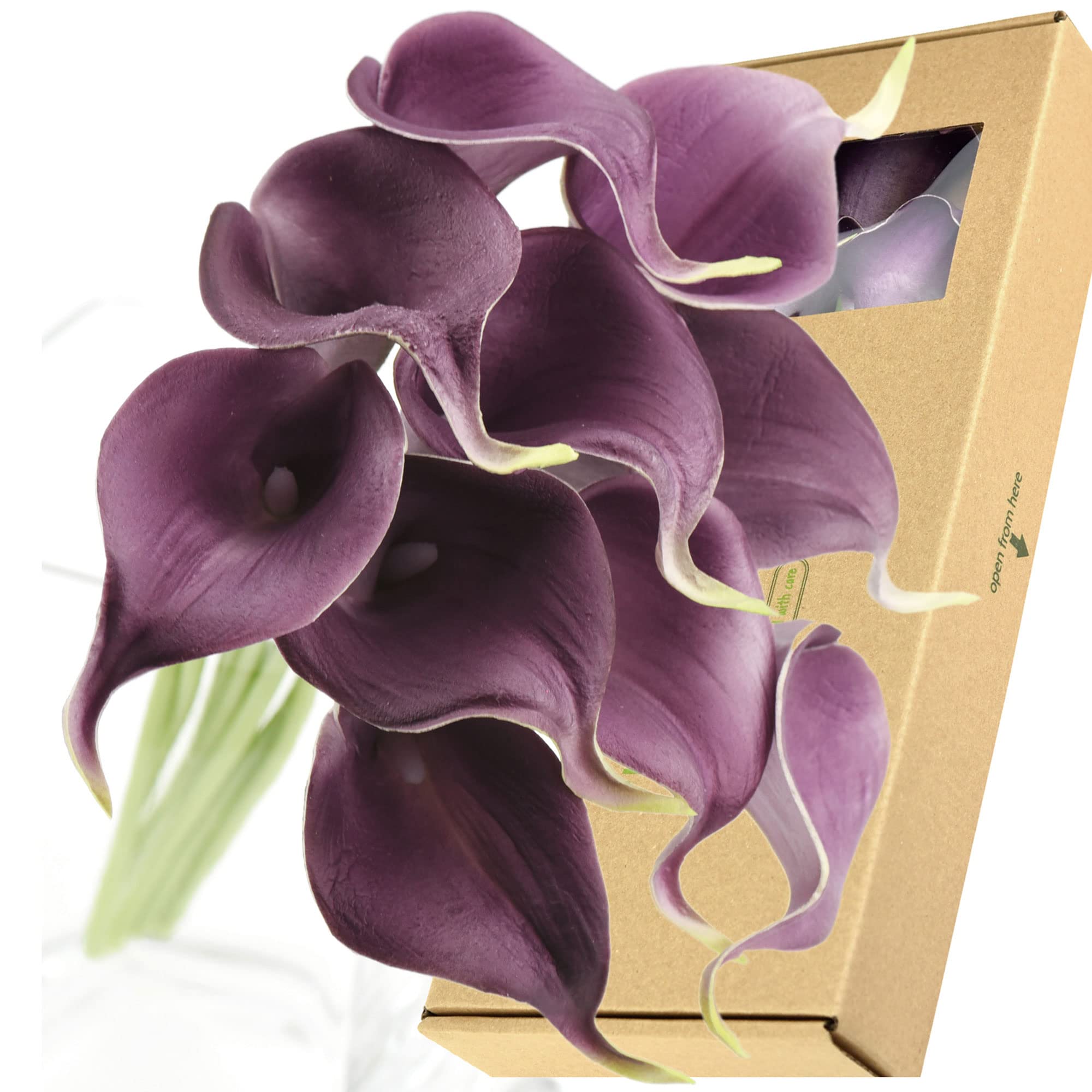 FiveSeasonStuff Purple Real Touch Calla Lilies Artificial Flowers (10 Stems) Home Centrepieces for Dining Table, Wedding Decorations & Bridal Bouquets
