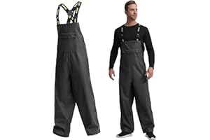 Men's Waterproof Workwear Bib Overalls - Heavy Duty Stretchable Rain Bibs for Fishing & Outdoor Work