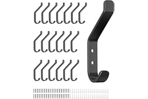 susswiff 20-Pack Wall Hook for Hanging Coat - 20LB (Max), Stainless Hooks for Towel, Hat, Backpack, Clothes, Wall Mounted Coat Hanger for Closet, Metal, Black