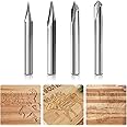 Engraving CNC Wood Carving Router Bit 1/4 Shank 15°/20°/60°/90° Engraving Bits, 2 Flutes Straight CNC V-bit Tungsten Steel Marking Conical Engraving Router Tool