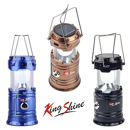 King shine LED Solar Emergency Camping Lantern with Charging Cable (Multicolour, Plastic)