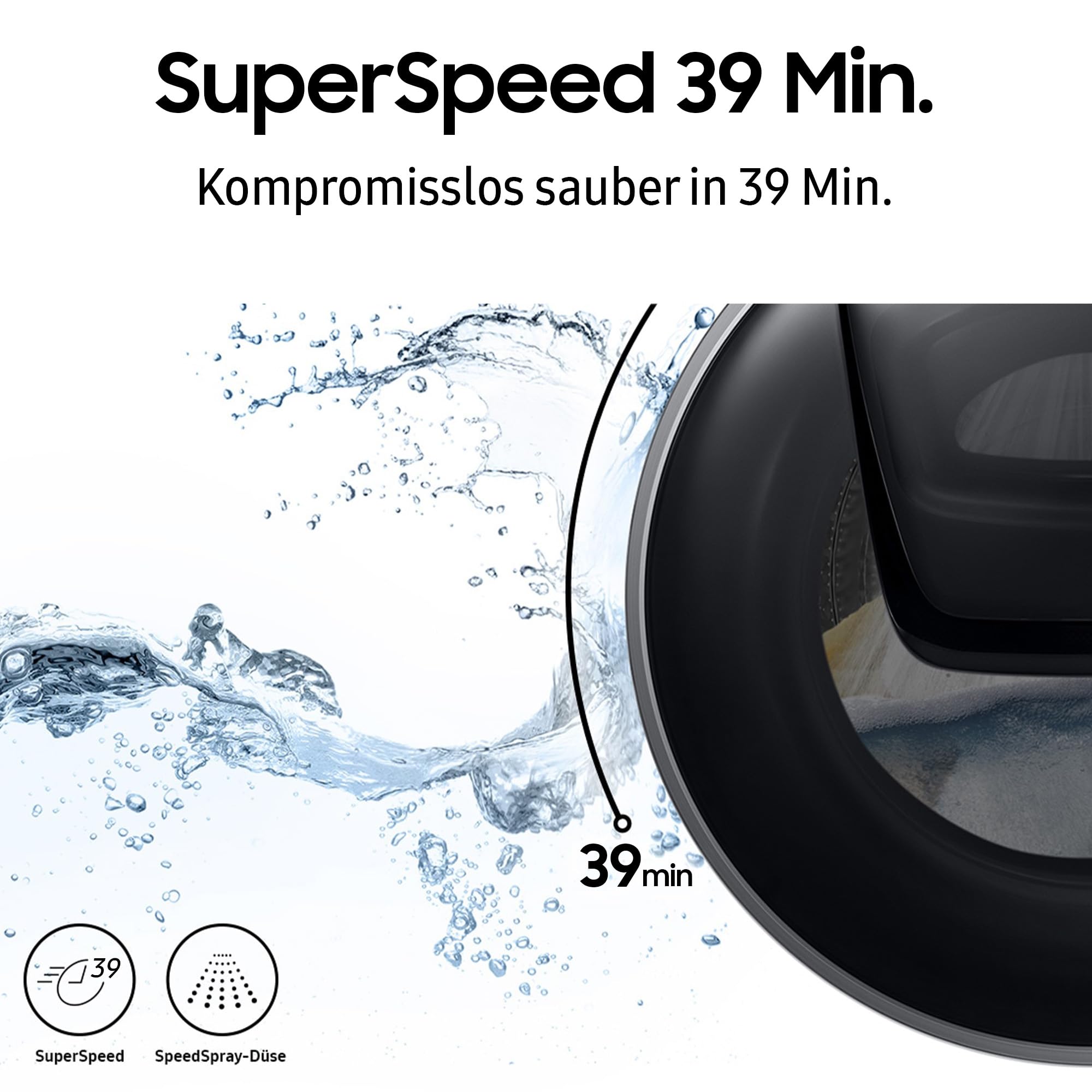 Samsung WW90DG6U25LBU2 Waschmaschine, 9 kg, 1.400 U/min, Extra energiesparend, EEK: A (-10%), AI Ecobubble, SuperSpeed 39 Min, AI Control, SmartThings App und AI Energy Mode, Schwarz 4