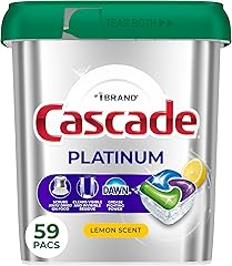 Cascade Platinum Dishwasher Pods, Dishwasher Detergent, Dish Detergent Soap, Lemon, 59 Count