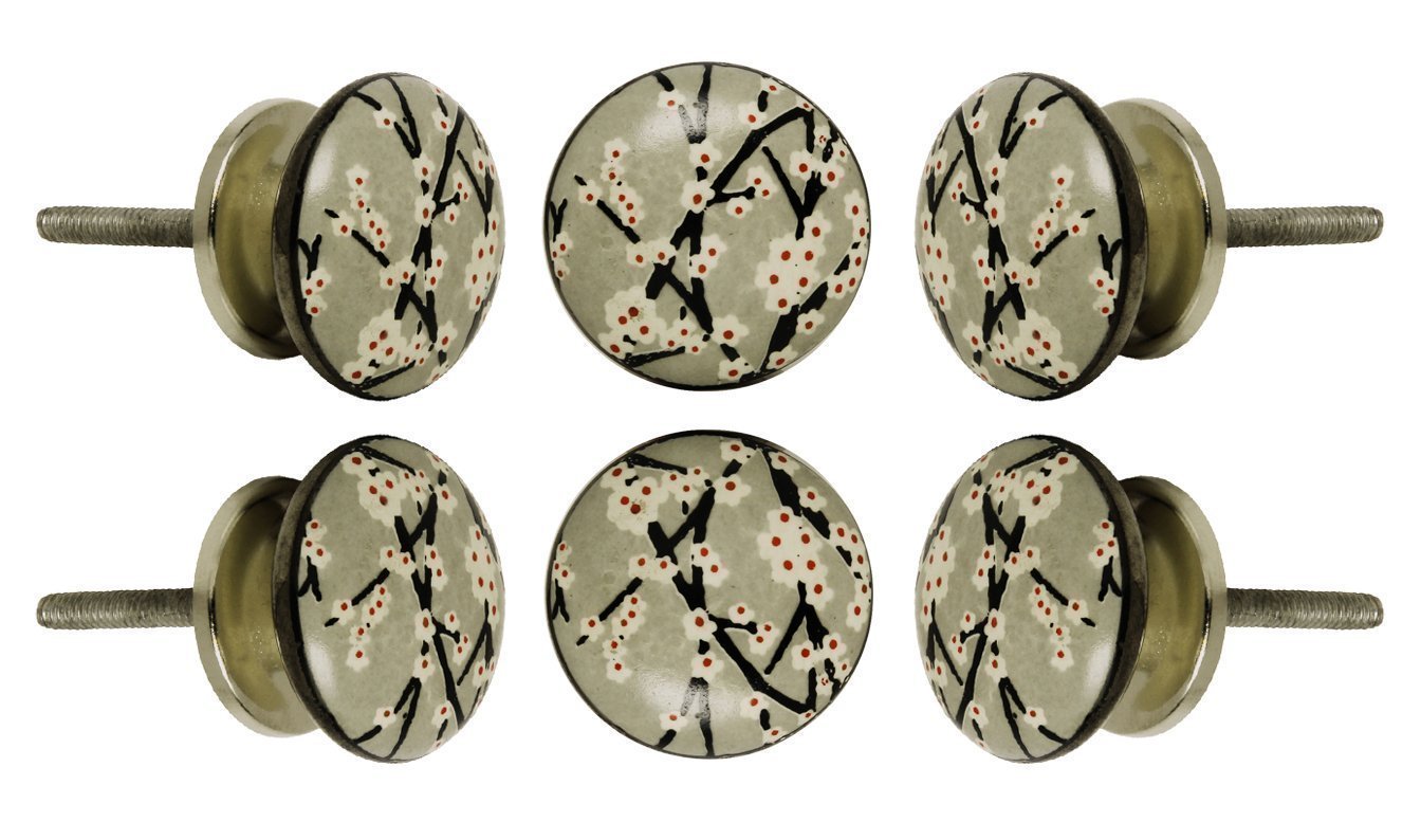 Set of 6 Ceramic Amin Knob Kitchen Cabinet Cupboard Door Knobs Dressser Wardrobe and Drawer Pull by Trinca-Ferro