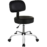 Amazon Basics Multi-Purpose Drafting Spa Bar Stool with Back Cushion and Wheels - Black