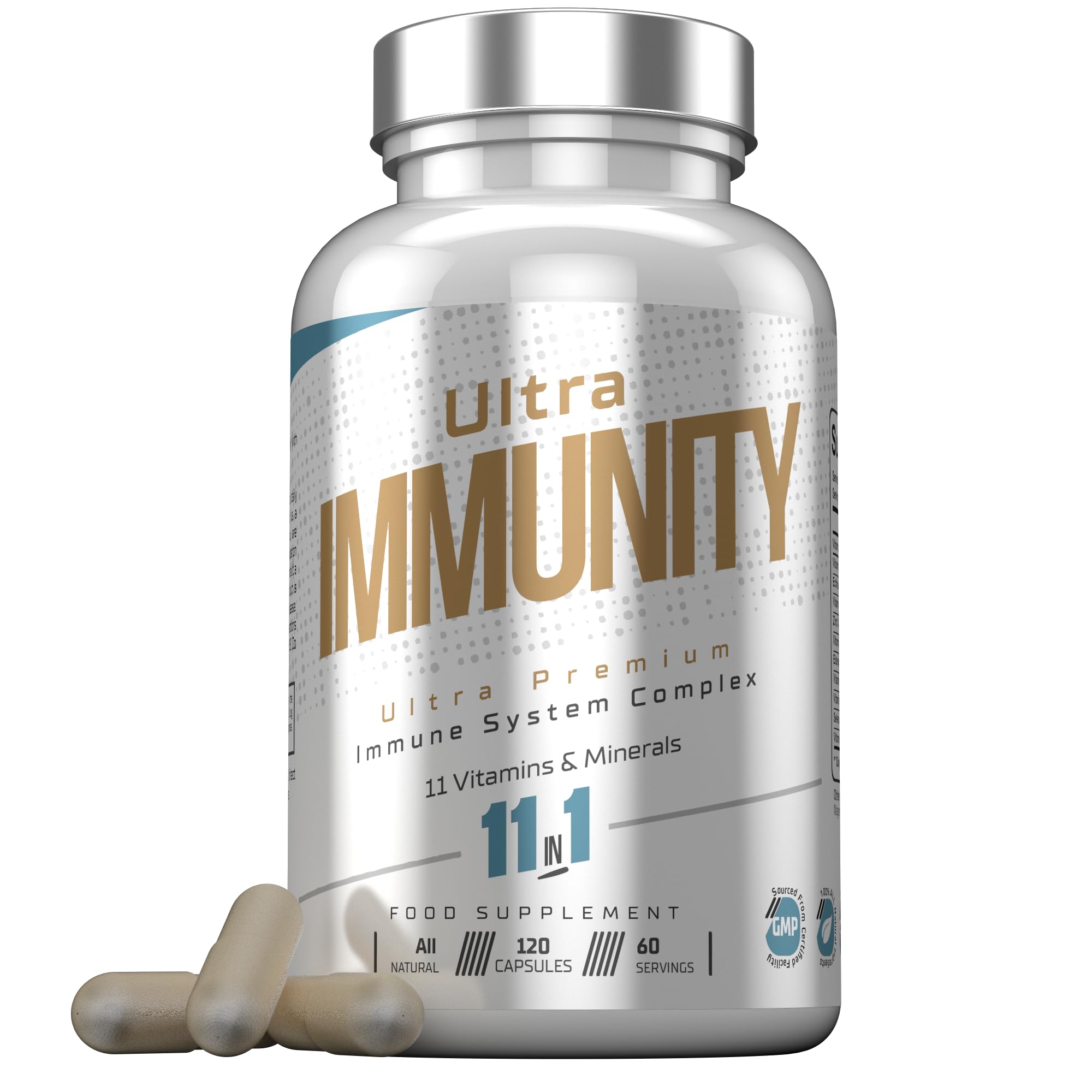 Ultra Premium Immune System Booster Supplement - Ultra Immunity | Immune System Support | Vitamin D, Vitamin C, Zinc, B12, Multivitamin 120 Capsules