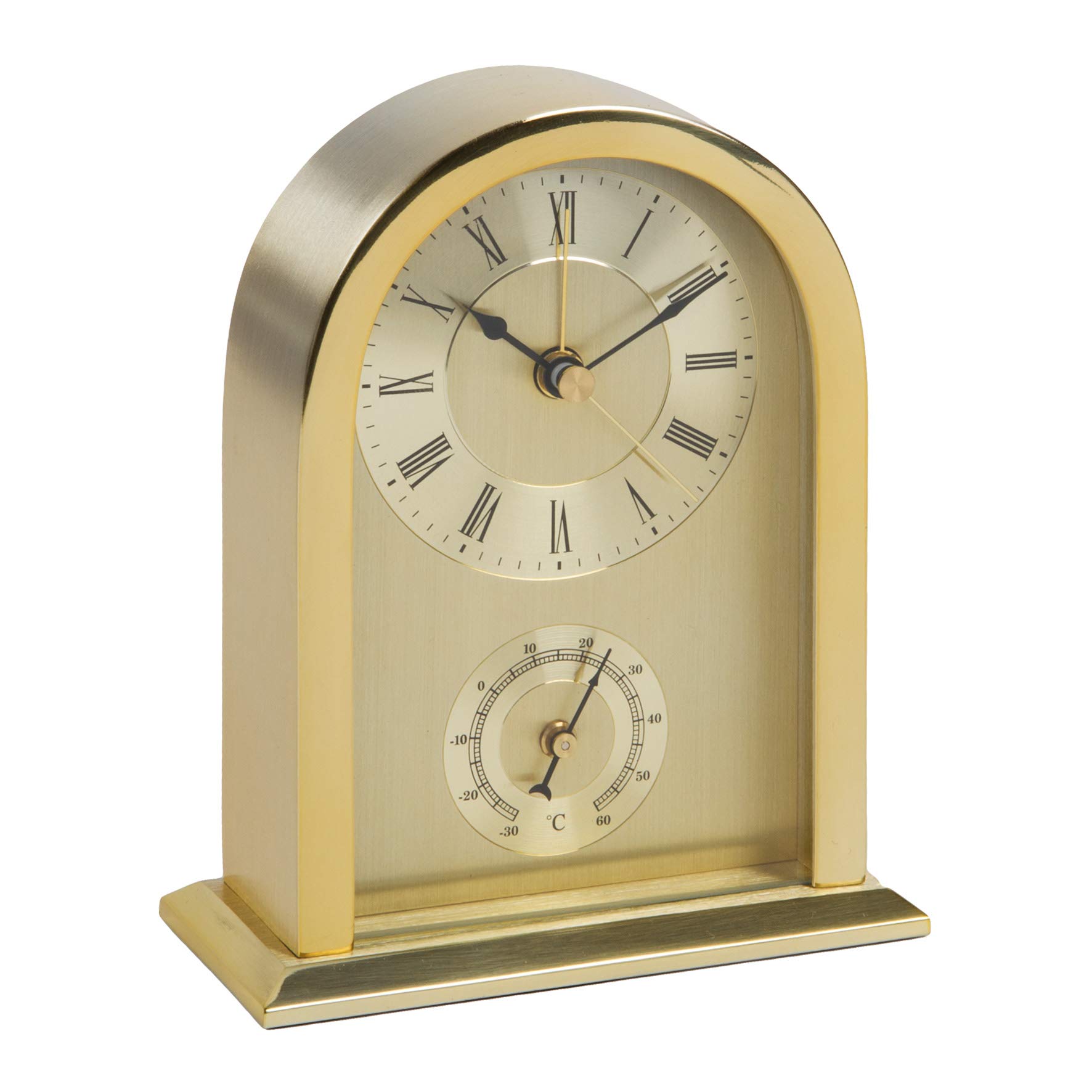 WILLIAM WIDDOP Arched Mantel Clock Gold Aluminium Case