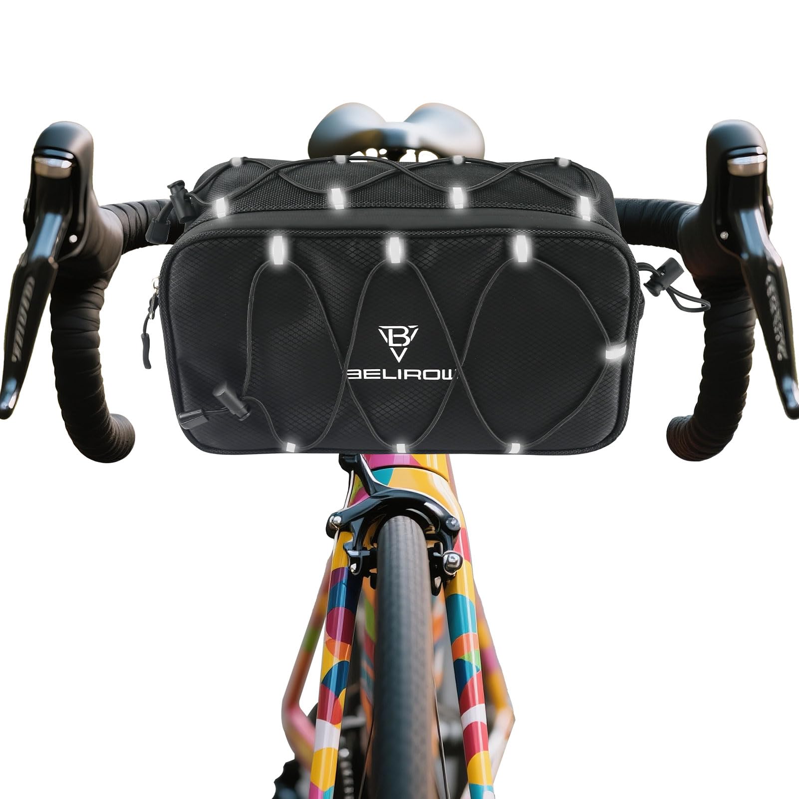 Photo 1 of Bike Handlebar Bag, 4.3L Large Reflective Front Frame Pouch, Mild Waterproof and Hardening of the Shell, Road Mountain Bicycle Professional Travel Accessories, Installable Cycling Seat Storage Bags