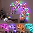 Christmas 18 Color Changing Enchanted Willow Vine Lights with Remote, Colorful Halloween Swags Decorations Room Decor, 18 Branches 144 LEDs Lighted Willow Vine Lights for Walls Bedroom Home Decor