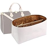 OLSEEY Purse Organizer Insert for handbag，Dupont paper Ultra-Light weight Bag Organizer Insert for LV Speedy 30 Waterproof (Large-white brown)