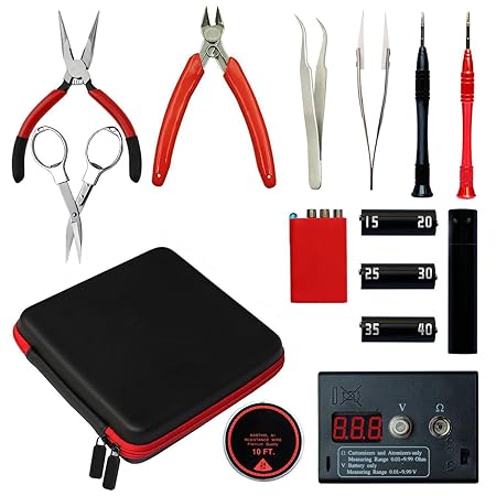 Master 6 in 1 DIY tragbar Coil Jig Tool Kit mit Ohm Meter, Gewundenen Tools Set mit Keramik Pinzette & Vise für RDA (DIY Tool