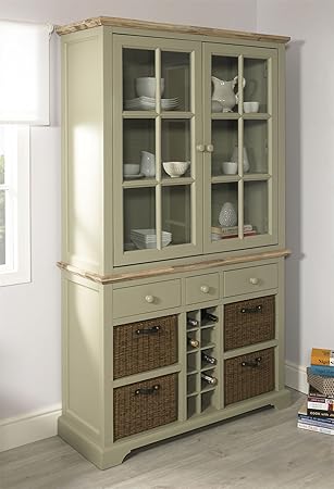 Florence Display Cabinet With Wine Rack Sage Green Amazon Co Uk