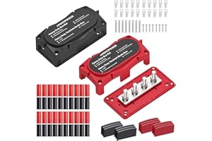 Jamgoer 300A Bus Bar 12v Power Distribution Block 4 x 5/16"(M8) Terminal Block Heavy Duty Waterproof Buss Bar Junction Block Marine Battery Bus bar for Automotive Boat Solar System