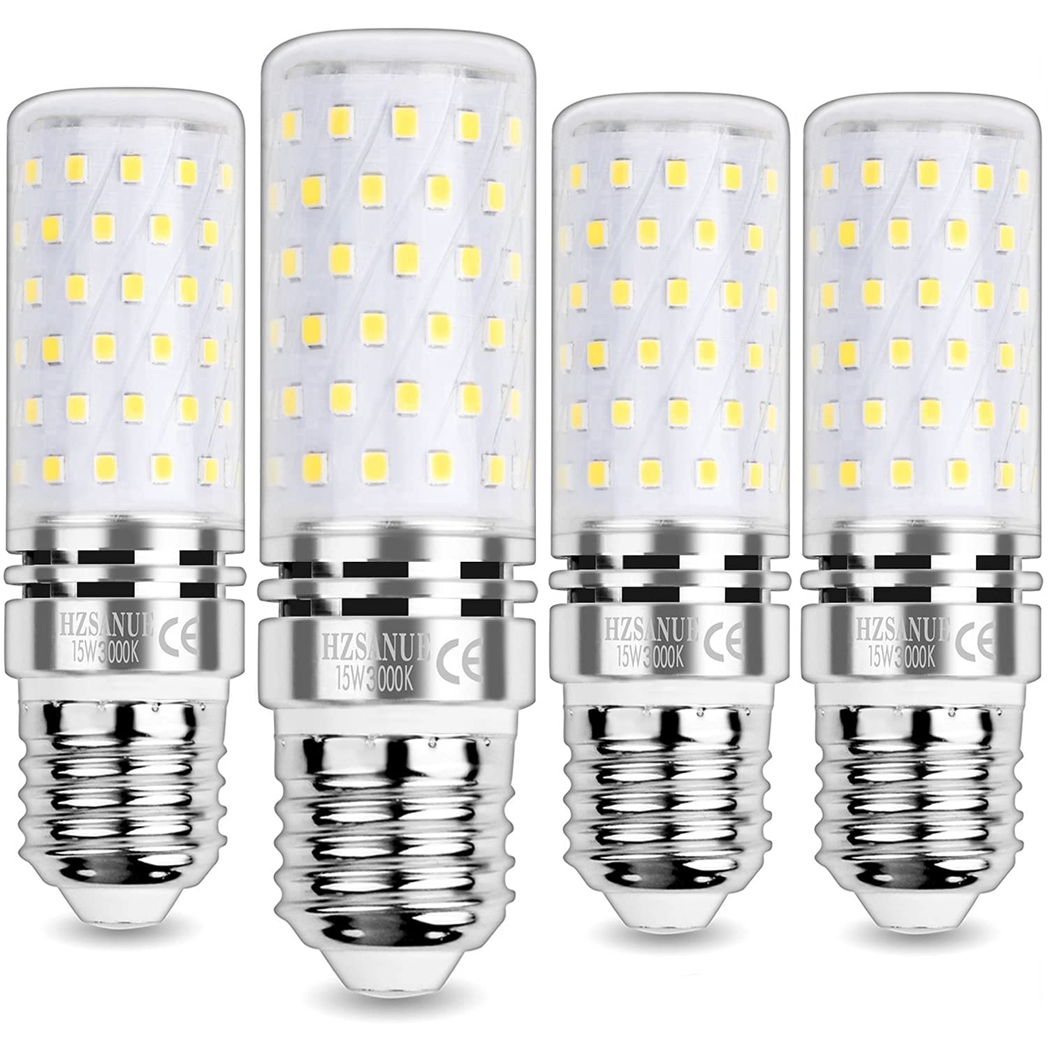 HZSANUE E27 LED Corn Bulbs 15W, 3000K Warm White, 1700LM, Edison Screw Bulbs,120W Incandescent Bulbs Equivalent,Pack of 4