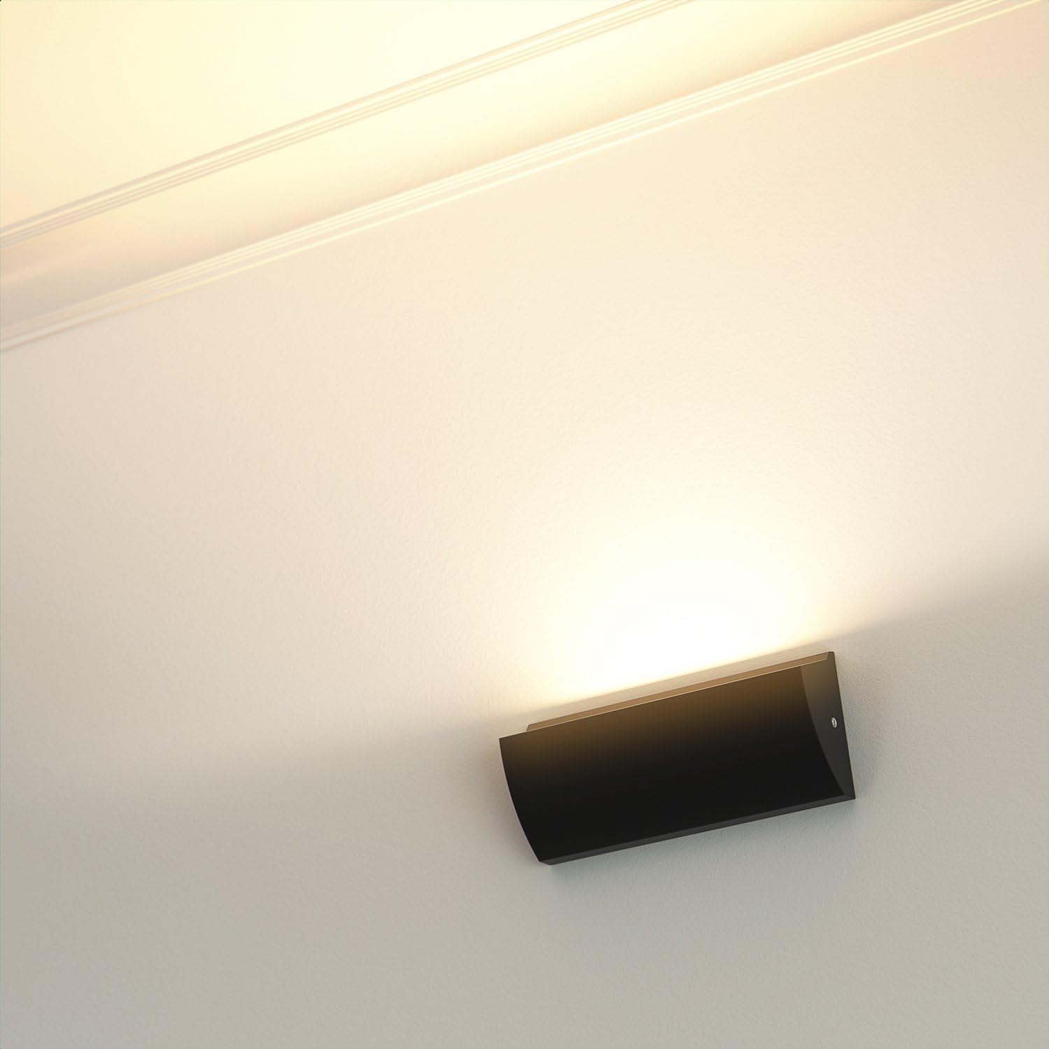 ledscom.de LED wall Light/Staircase Light SEGIN for Outdoors IP54, Flat, Downlight, matt Black, Angular, 3.8 W, 265lm, Warm White - Image 5
