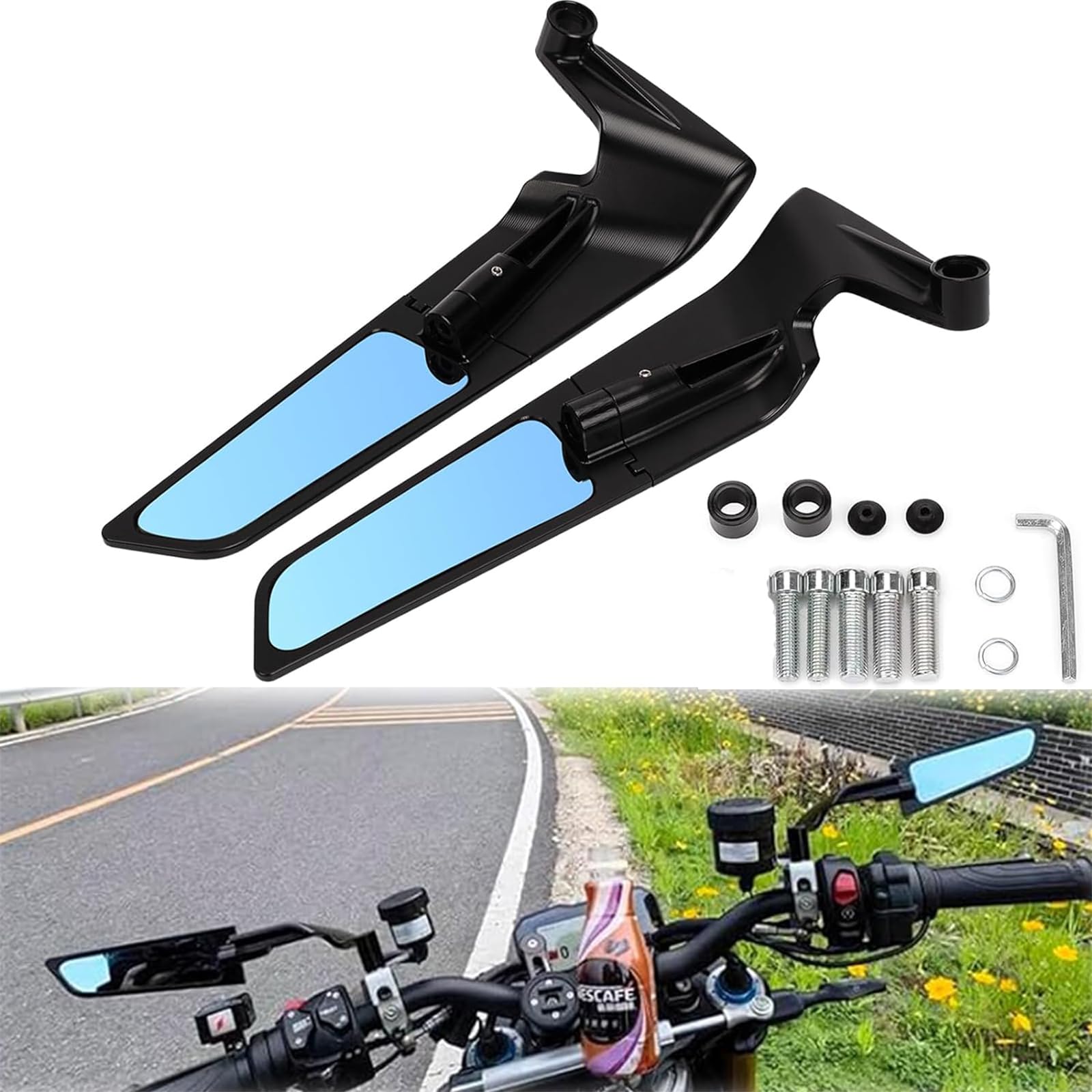 Photo 1 of XINGWU Motorcycle Rearview Mirror Adjustable Rotating Stealth Wind Wing Side Mirror CNC Upgrade for 1290 Super Duke R Evo ABS Z650 Z900 Z1000 V4 S1000 Street Bike