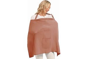 WIMIST Wimst Muslin Nursing Cover Breastfeeding for Women, Soft and Breathable Breastfeeding Cover with Rigid Hoop for Nursing Apron (Brick)