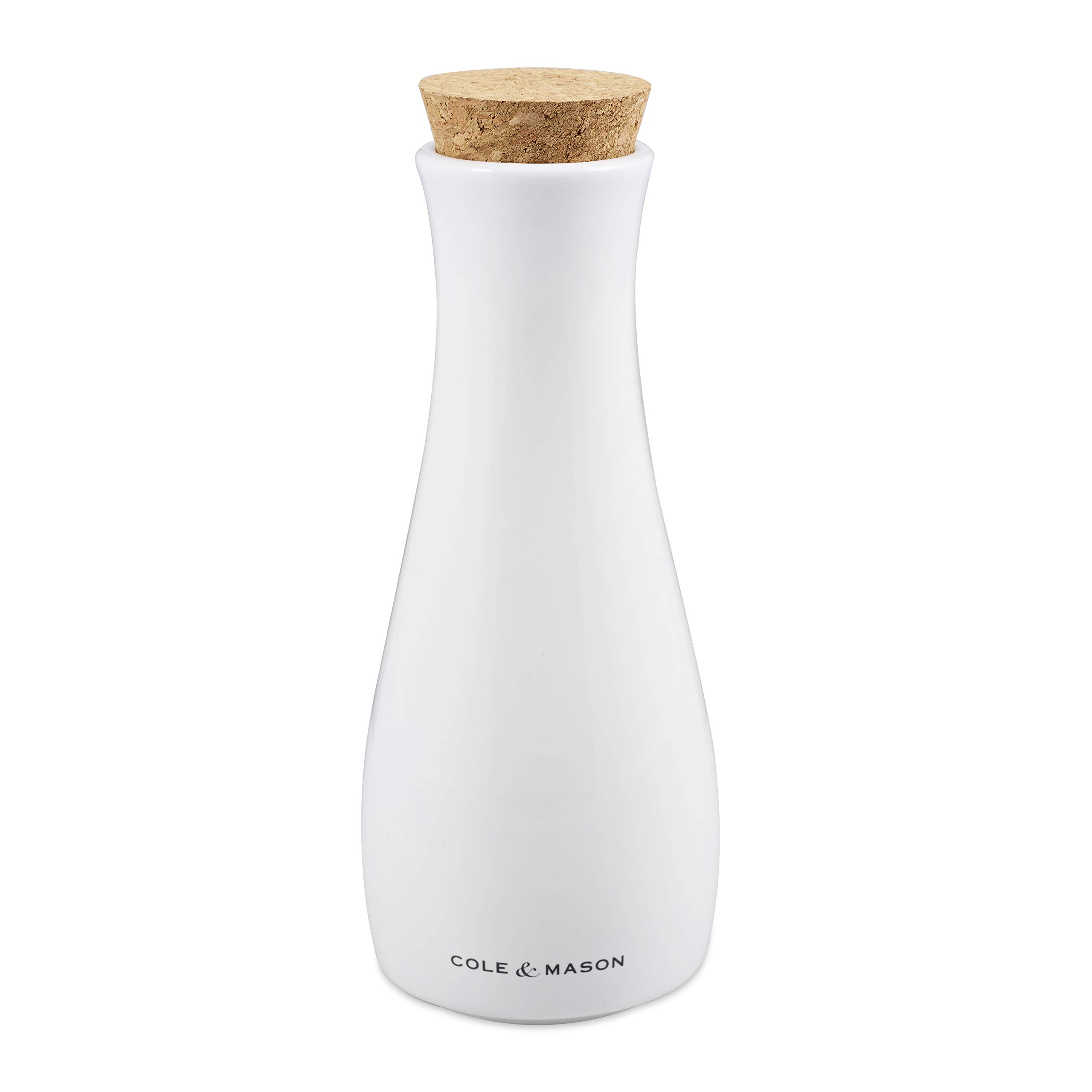 Cole & Mason H211946 Ceramic Oil & Vinegar Pourer | Oil Dispenser/Vinegar Dispenser | White Glazed Porcelain/Cork | 250ml | Single | Includes 1 x Oil Bottle/Vinegar Bottle | 2 Year Guarantee