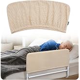 Mybow Bed Rail Cover, Bed Railing Cover for Elderly, Hospital Half Rail Covers - No Padded, Bedside Railing Protector for Seniors with Storage Pocket (Brown)
