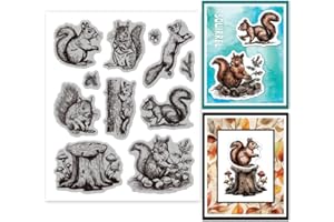 GLOBLELAND Tampon en caoutchouc étirable en forme d'écureuil en forme de gland - 18 x 22 cm - Tampons en caoutchouc EVA pour 