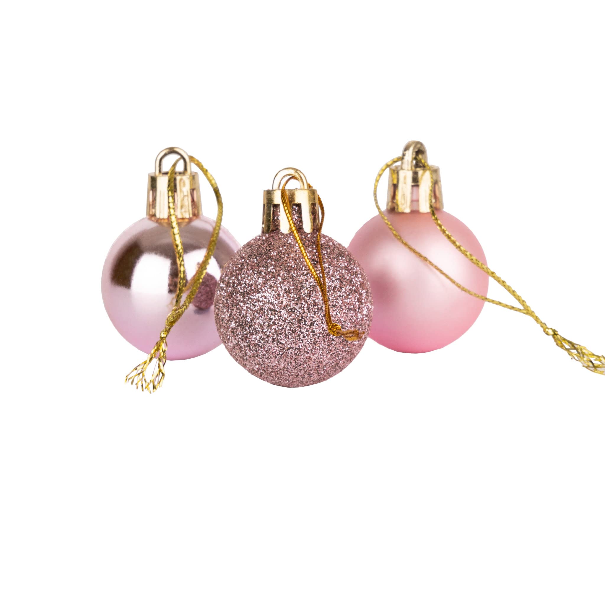 30mm/12Pcs Christmas Baubles Shatterproof Pale Pink, Christmas Tree Decorations Ball Ornaments Balls Xmas Hanging Decorations Holiday Decor - Shiny,Matte,Glitter