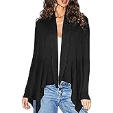 INKOFF Womens Draped Front Cardigan Sweaters Long Sleeve Waterfall Irregular Hem Cardigans Lighweight