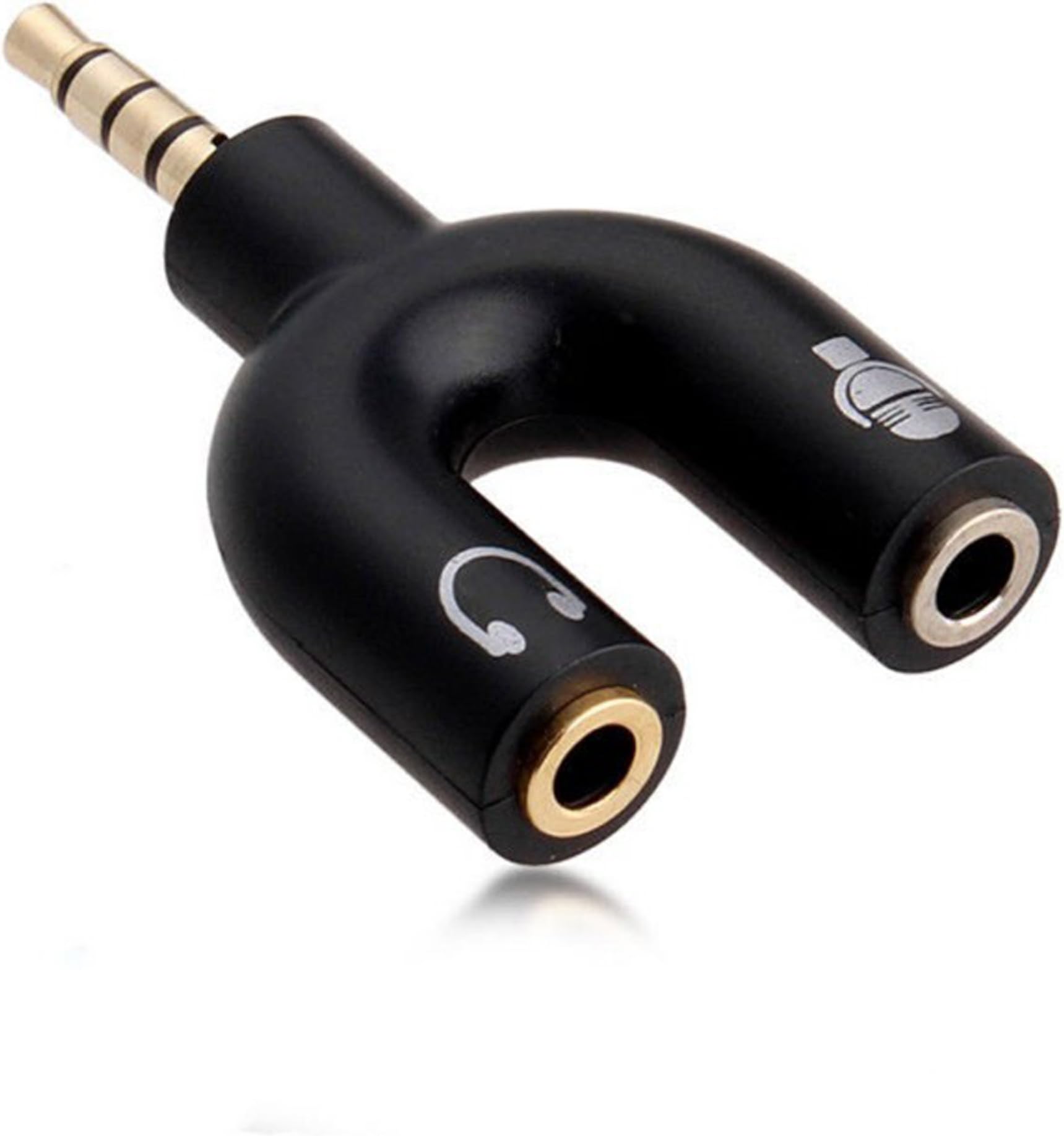 Riatech U Shape 3.5mm Stereo TRRS 4 Pole Plug To Mic & Headset Female Audio Splitter