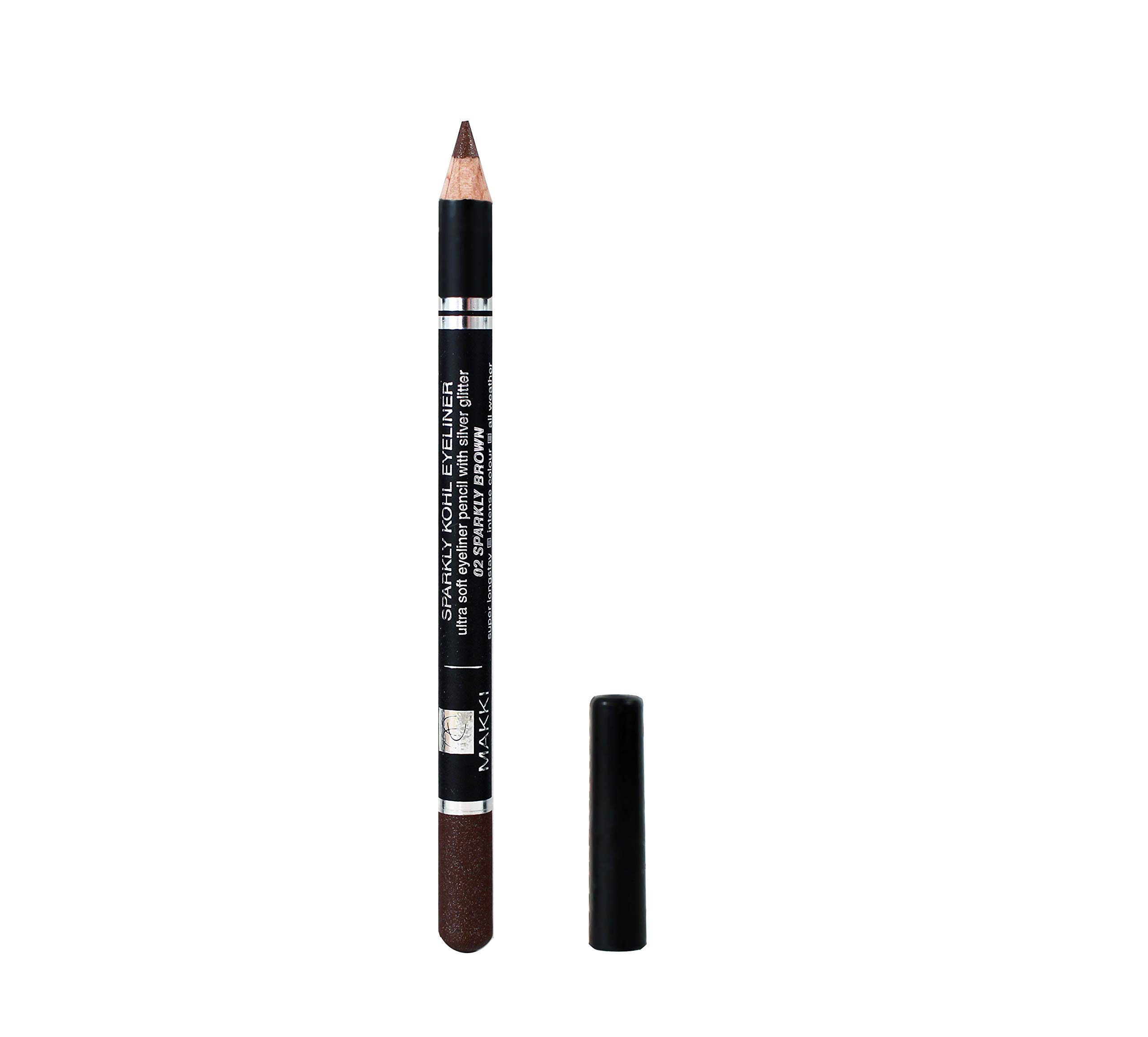 Sparkly Brown Eyeliner Pencil Sparkling Colour Shade 02 with silver glitter Shimmery Eye liner