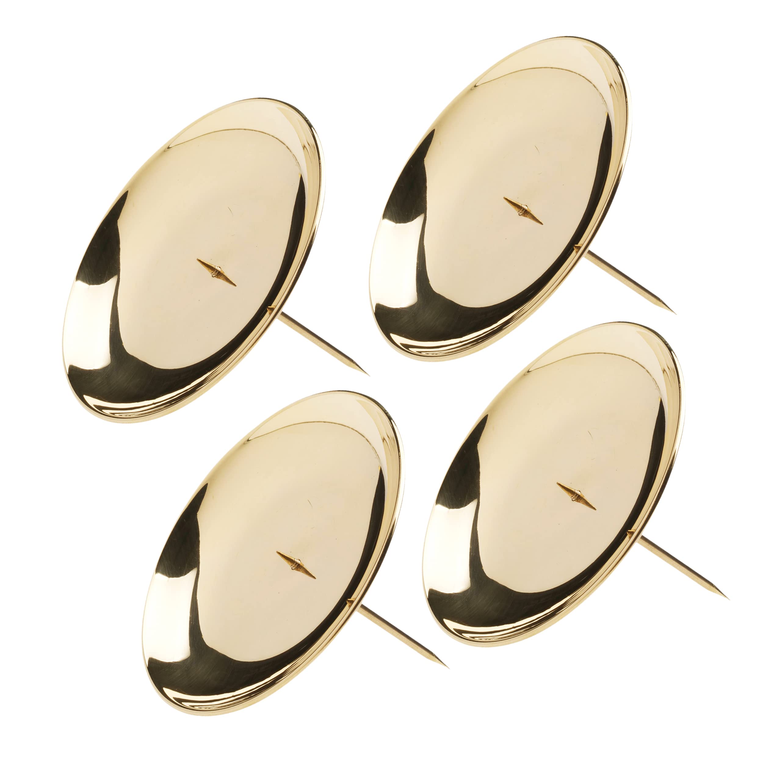 NKlaus 4 x Advent Wreath Candle Plates, Diameter 12 cm, Advent with Spike, Brass Gold, Decoration 10661
