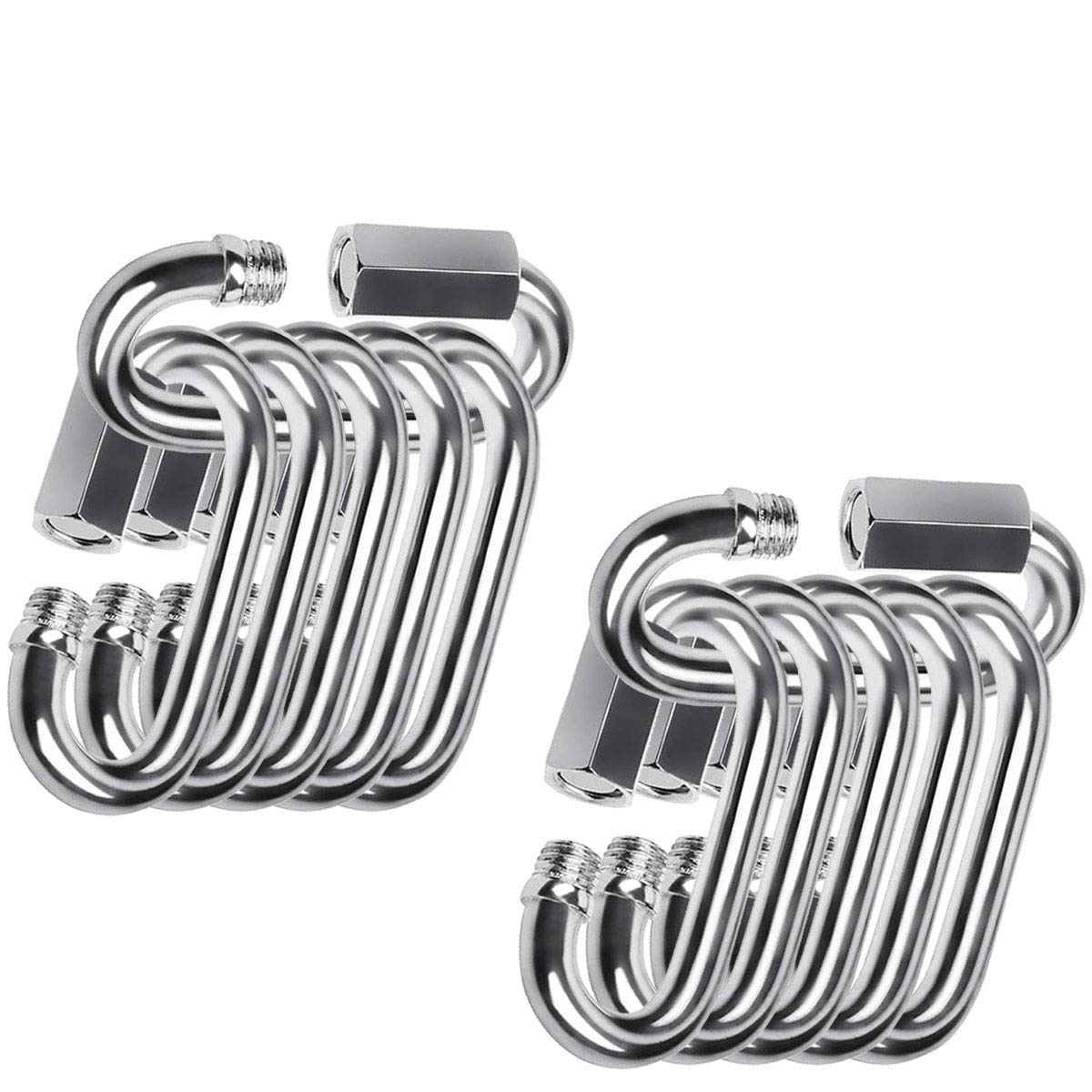 Quick Link, 304 Stainless Steel D Shape Locking Carabiner Keychain Buckle for Hiking Gym Set of 12: Industrial & Scientific