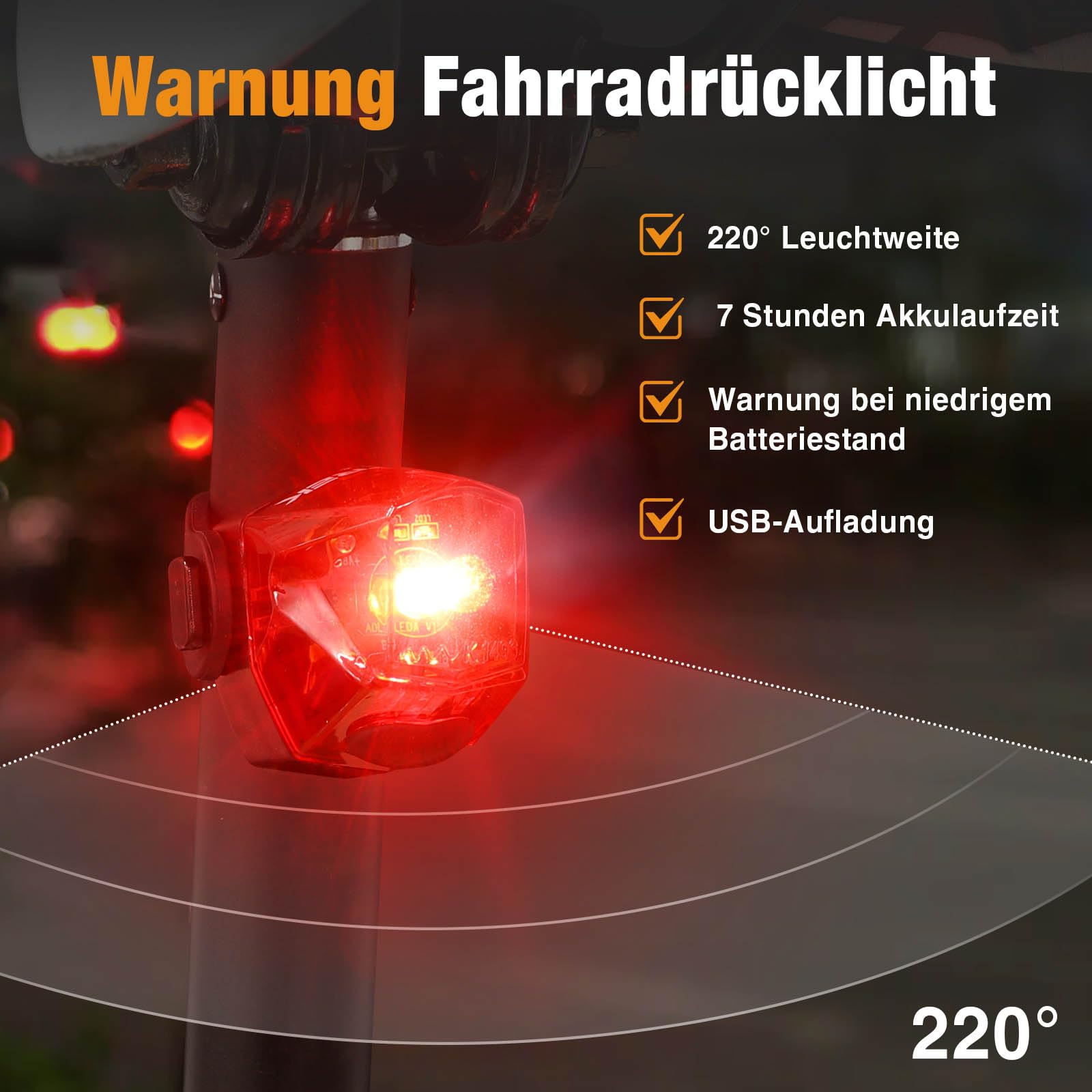 toptrek Fahrradlicht Set 100LUX, Fahrradbeleuchtung Set USB Aufladbar, Fahrradlampe StVZO Zugelassen, Fahrrad Lichter Led Set IPX5 Wasserdicht Vorne Frontlicht & Rücklicht Set… (100 LUX) 3