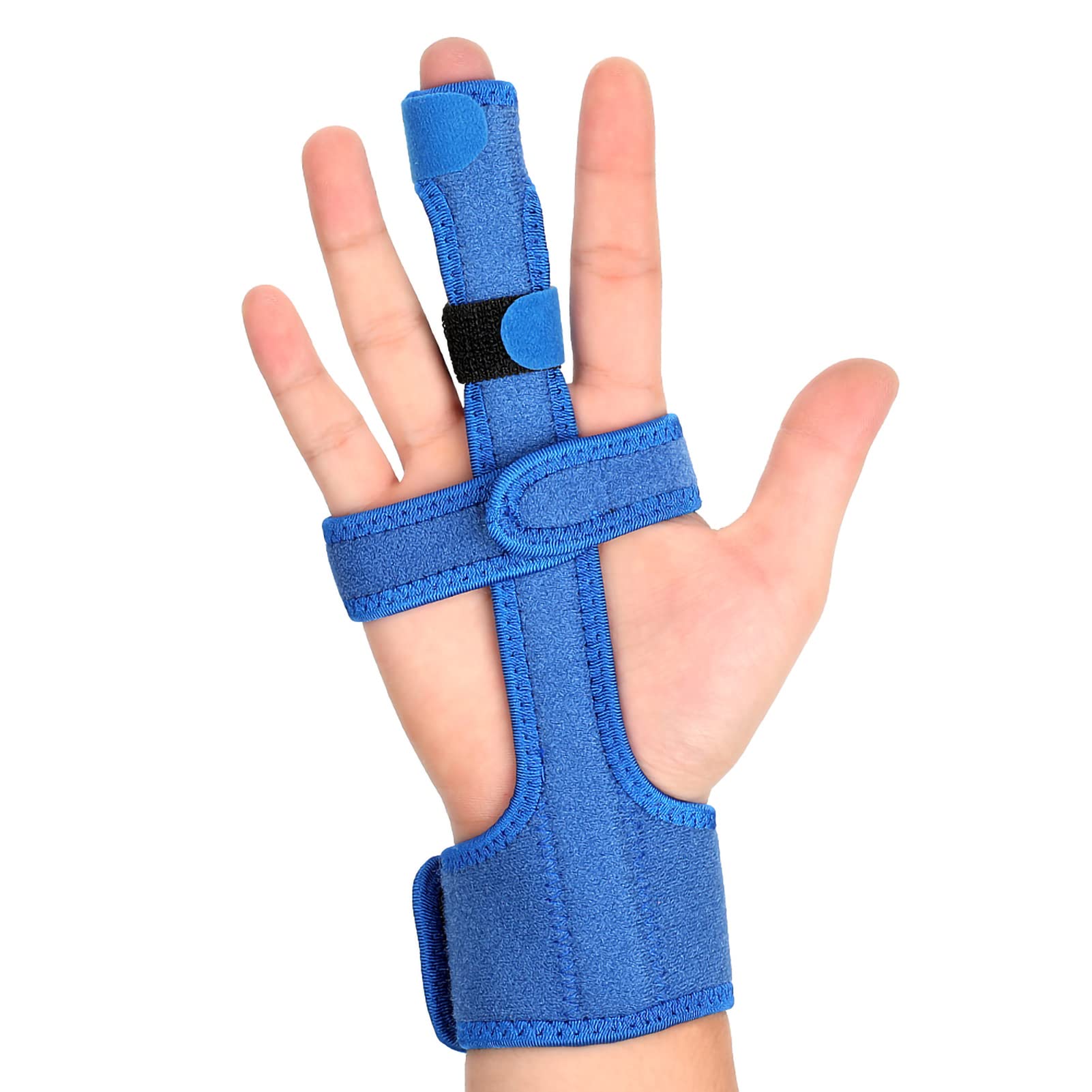 Honiwu Trigger Finger Splint, Blue Finger Brace, Finger Protector Wrist and Finger Knuckle Immobilization with 1Pcs Steel Support Finger Corrector for Mallet, Fractured Fingers, Sprained Joints